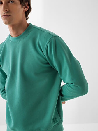 Xint Yeşil Pamuk Dokulu Regular Fit Sweatshirt