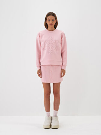 Xint Pembe Pamuk Dokulu Oversize Sweatshirt