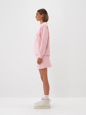 Xint Pembe Pamuk Dokulu Oversize Sweatshirt