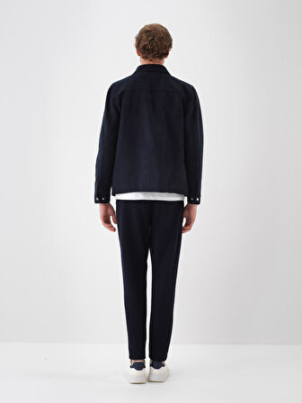 Xint Lacivert Soft Touch Süet Görünüm Regular Fit Ceket