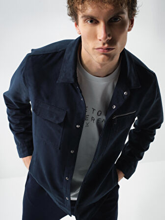 Xint Lacivert Soft Touch Süet Görünüm Regular Fit Ceket