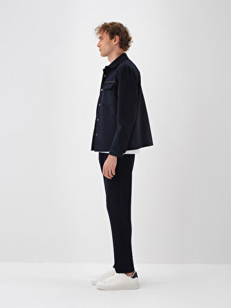 Xint Lacivert Soft Touch Süet Görünüm Regular Fit Ceket