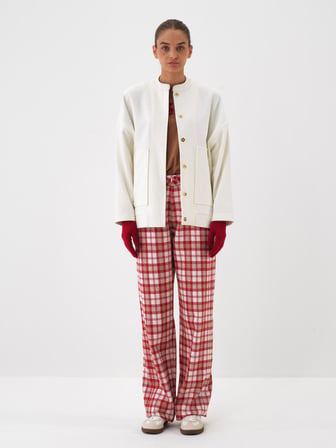 Xint Ekru Esnek Dokulu Oversize Ceket