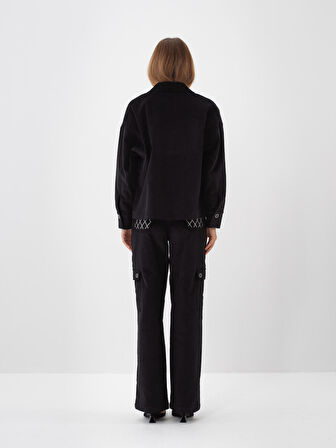 Xint Siyah Lüks Dokulu Soft Kadife Oversize Ceket