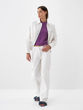 Xint Beyaz Lüks Dokulu Soft Kadife Oversize Ceket