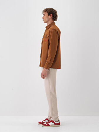 Xint Camel Pamuk Dokulu Regular Fit Gömlek