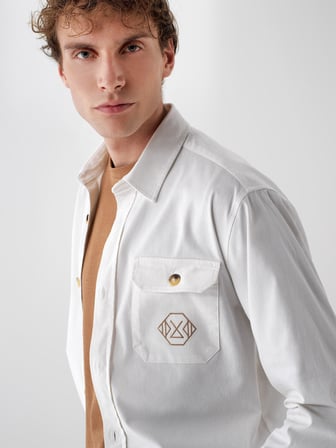 Xint Ekru Pamuk Dokulu Regular Fit Gömlek