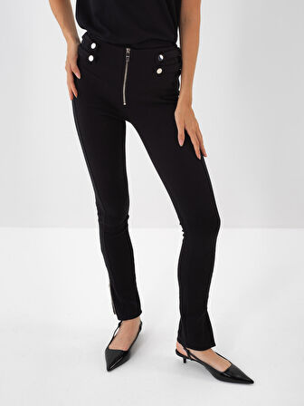 Xint Siyah Pamuk Dokulu Slim Fit Tayt