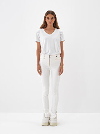 Xint Ekru Pamuk Dokulu Slim Fit Tayt