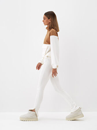 Xint Ekru Pamuk Dokulu Oversize Sweatshirt