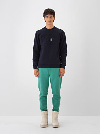Xint Lacivert Pamuk Dokulu Regular Fit Sweatshirt