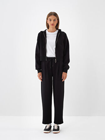 Xint Siyah Pamuk Dokulu Oversize Sweatmont