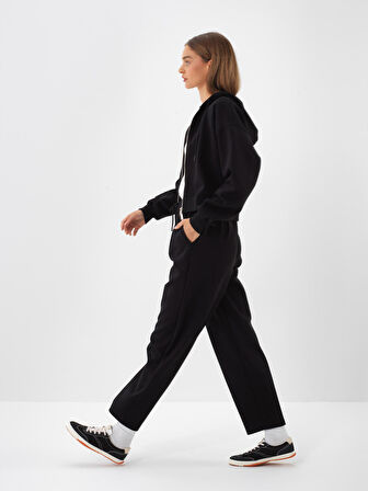 Xint Siyah Pamuk Dokulu Oversize Sweatmont