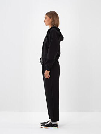 Xint Siyah Pamuk Dokulu Oversize Sweatmont