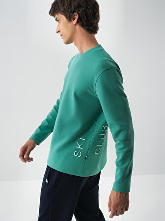 Xint Yeşil Pamuk Dokulu Regular Fit Sweatshirt