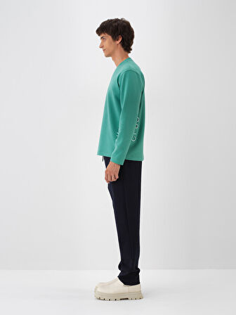 Xint Yeşil Pamuk Dokulu Regular Fit Sweatshirt