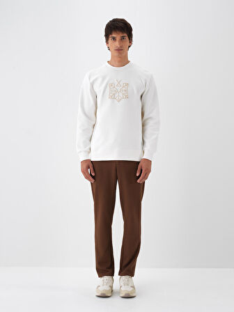 Xint Ekru Pamuk Dokulu Regular Fit Sweatshirt