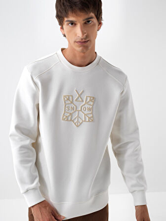 Xint Ekru Pamuk Dokulu Regular Fit Sweatshirt