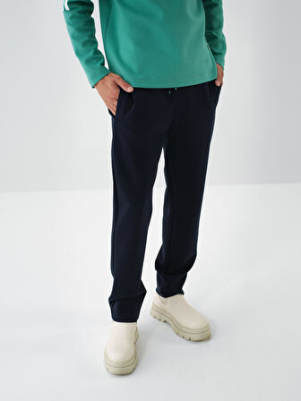 Xint Lacivert Pamuk Dokulu Regular Fit Sweat Pantolon