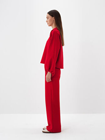 Xint Kırmızı Pamuk Dokulu Oversize Sweat Pantolon