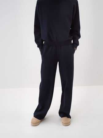 Xint Lacivert Pamuk Dokulu Oversize Sweat Pantolon