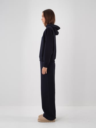 Xint Lacivert Pamuk Dokulu Oversize Sweat Pantolon