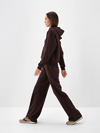 Xint Kahverengi Pamuk Dokulu Oversize Sweat Pantolon