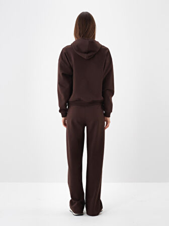 Xint Kahverengi Pamuk Dokulu Oversize Sweat Pantolon