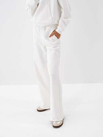 Xint Ekru Pamuk Dokulu Oversize Sweat Pantolon