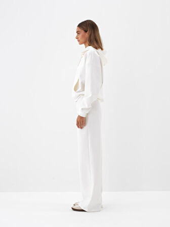 Xint Ekru Pamuk Dokulu Oversize Sweat Pantolon