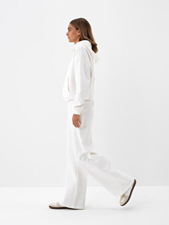Xint Ekru Pamuk Dokulu Oversize Sweat Pantolon