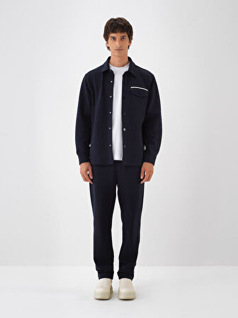 Xint Lacivert Pamuk Dokulu Regular Fit Gömlek Ceket