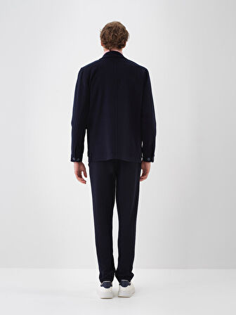 Xint Lacivert Esnek Dokulu Regular Fit Ceket