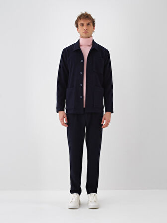 Xint Lacivert Esnek Dokulu Regular Fit Ceket