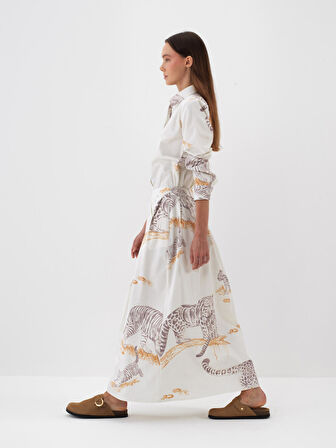 Xint Ekru Pamuk Dokulu Regular Fit Gömlek