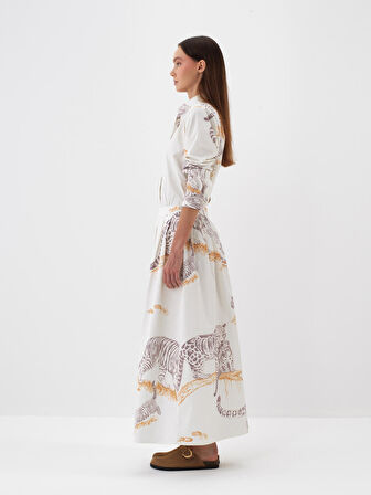 Xint Ekru Pamuk Dokulu Regular Fit Gömlek