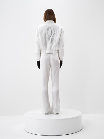 Xint Beyaz İpeksi Saten Oversize Ceket