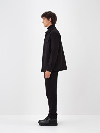 Xint Siyah Pamuk Dokulu Regular Fit Gömlek Ceket