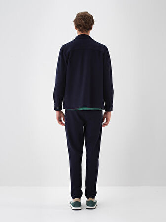 Xint Lacivert Pamuk Dokulu Regular Fit Gömlek Ceket