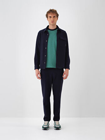 Xint Lacivert Pamuk Dokulu Regular Fit Gömlek Ceket