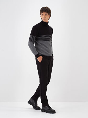 Xint Siyah Pamuk Dokulu Regular Fit Jogger Pantolon