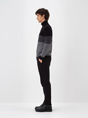Xint Siyah Pamuk Dokulu Regular Fit Jogger Pantolon