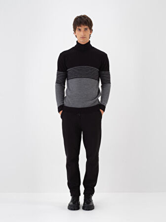 Xint Siyah Pamuk Dokulu Regular Fit Jogger Pantolon