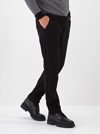 Xint Siyah Pamuk Dokulu Regular Fit Jogger Pantolon
