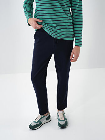 Xint Lacivert Pamuk Dokulu Regular Fit Jogger Pantolon