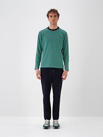 Xint Lacivert Pamuk Dokulu Regular Fit Jogger Pantolon