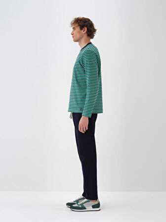 Xint Lacivert Pamuk Dokulu Regular Fit Jogger Pantolon