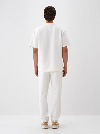 Xint Ekru Pamuk Dokulu Oversize Tişört