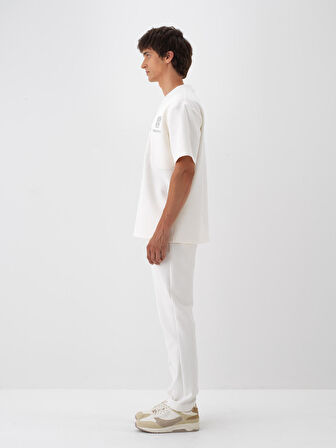 Xint Ekru Pamuk Dokulu Oversize Tişört