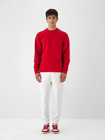 Xint Kırmızı Pamuk Dokulu Regular Fit Sweatshirt